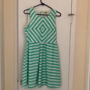 Turquoise and white stripe dress